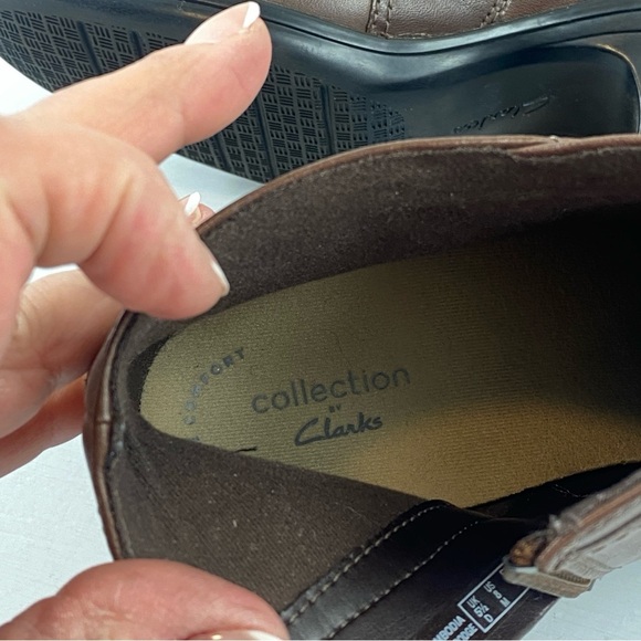 Clarks Women’s Brown Leather Zip Up Comfort Sole Approx 2” Heel Ankle Boots Sz 8 - Picture 10 of 12